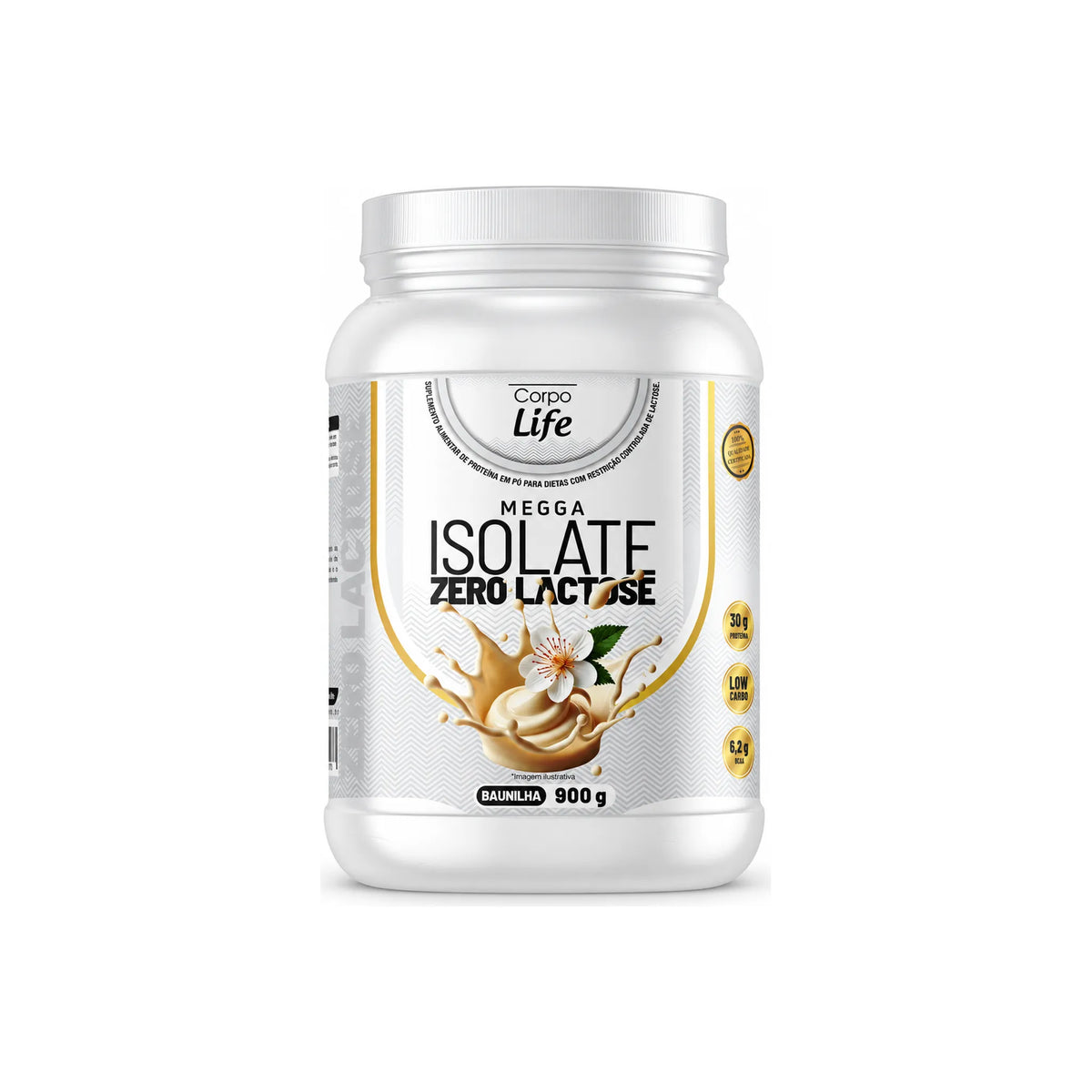 Megga Isolate Zero Lactose Corpo Life 900g sabor baunilha