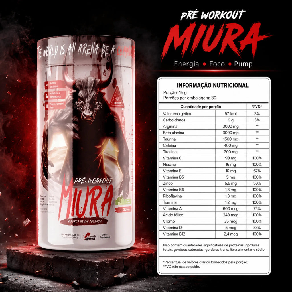 Miura Pré Workout 450g Energia Foco e Pump | Vindix, foto 2