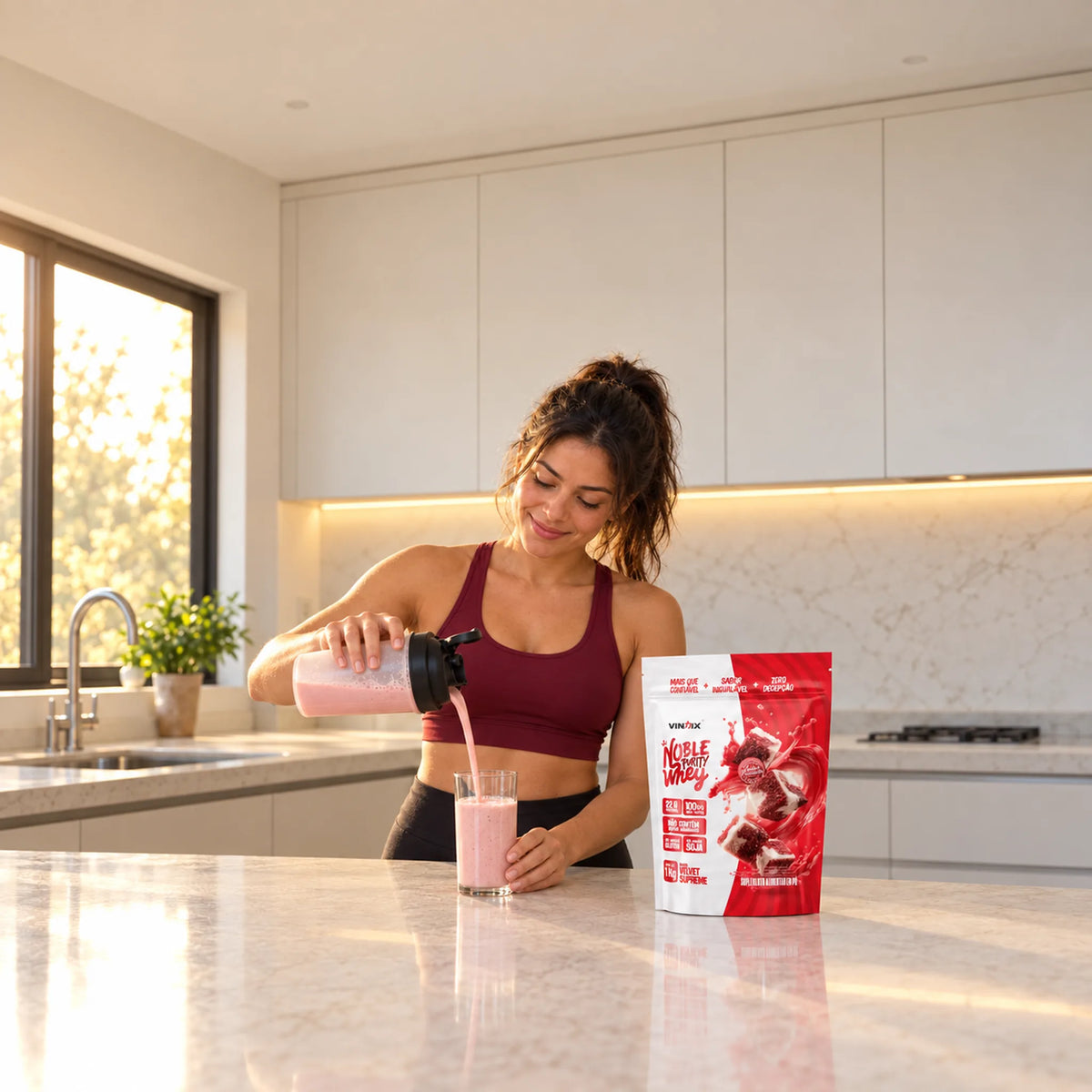 Shake de Noble Purity Whey Vindix sabor Velvet Supreme no pós-treino