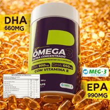 Carregar imagem no visualizador da galeria, Ômega 3 120 cápsulas Ultra concentrado Selo MEG3 4body Nutrition - EPA 990mg DHA 660mg com Vitamina E
