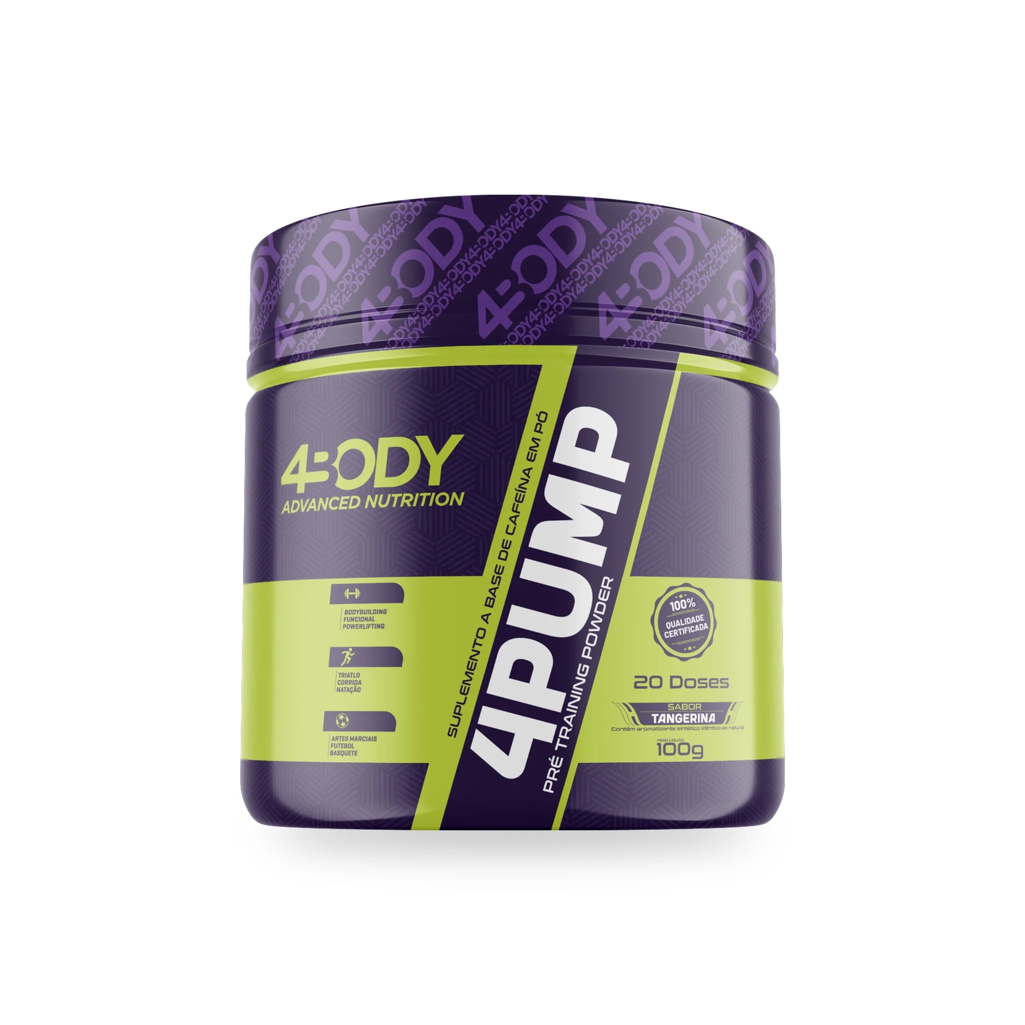 Pré-Treino 4Pump 100g 4Body Nutrition sabor Tangerina