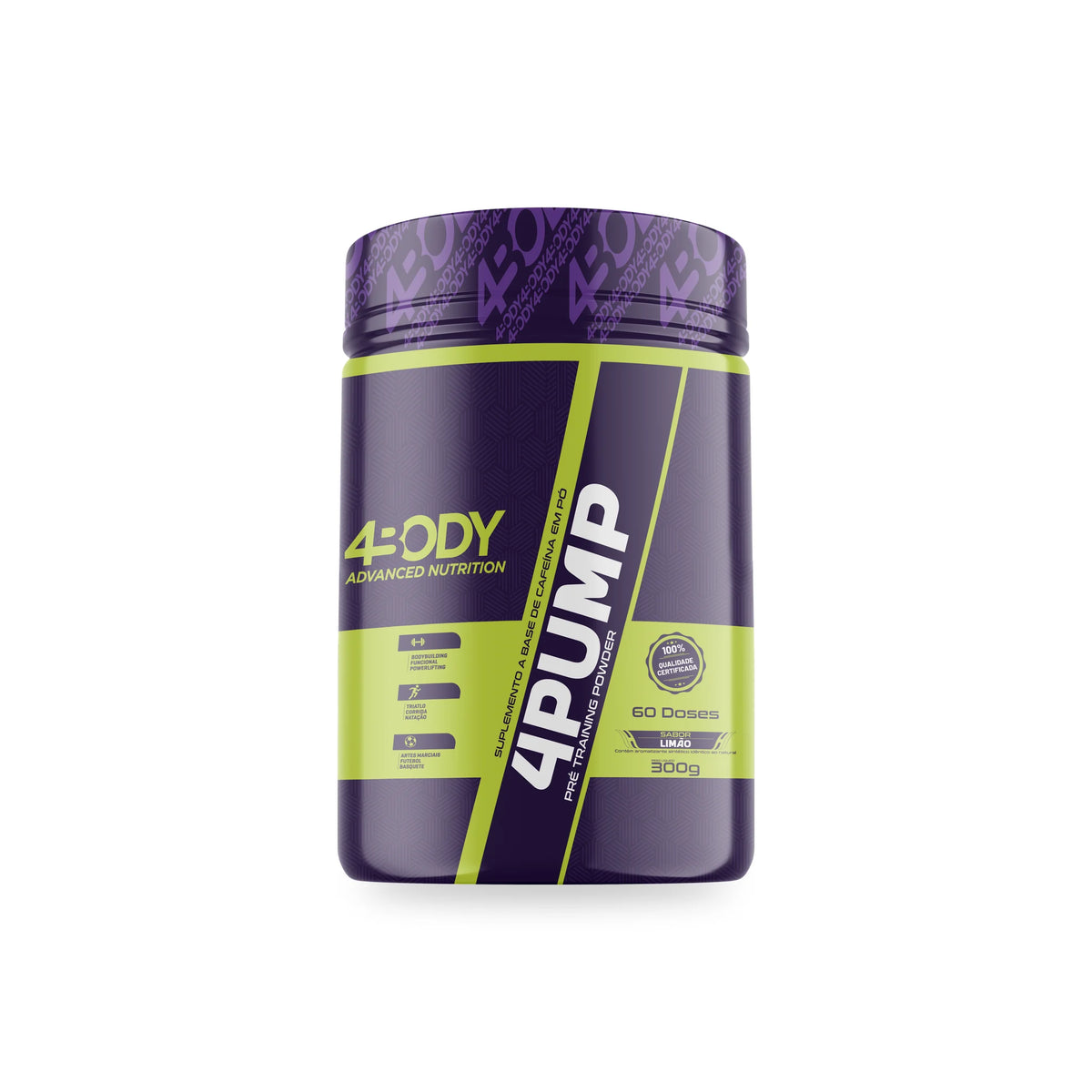 Pré-Treino 4Pump 300g 4Body Nutrition sabor Limão
