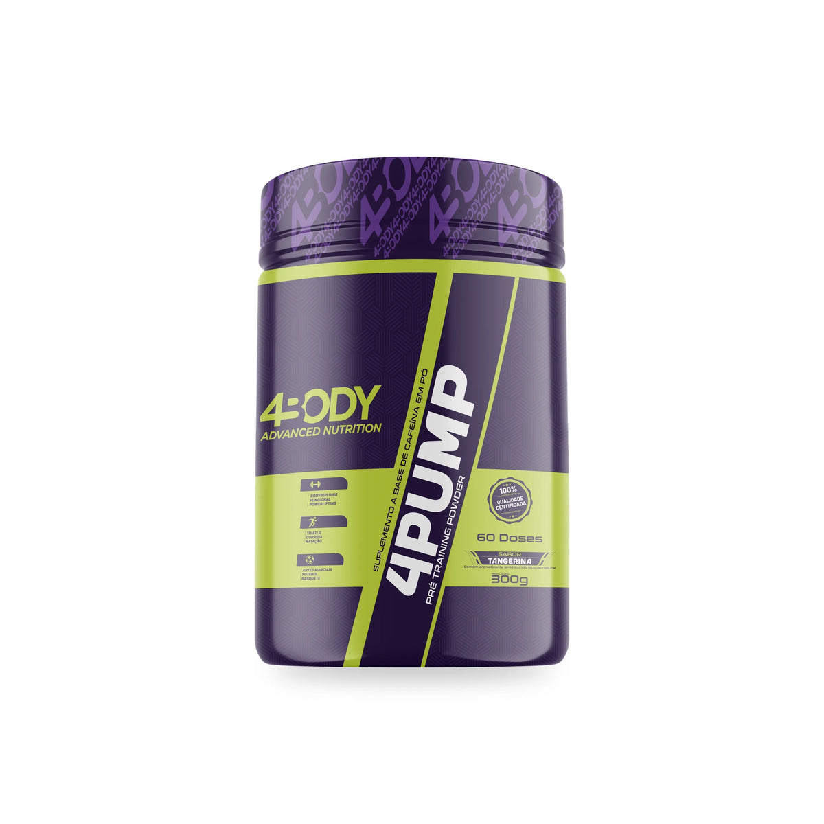Pré-Treino 4Pump 300g 4Body Nutrition sabor Tangerina
