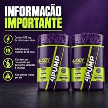 Carregar imagem no visualizador da galeria, Advertências do pré-treino 4Pump 4Body: 200mg de cafeína, maiores de 19 anos
