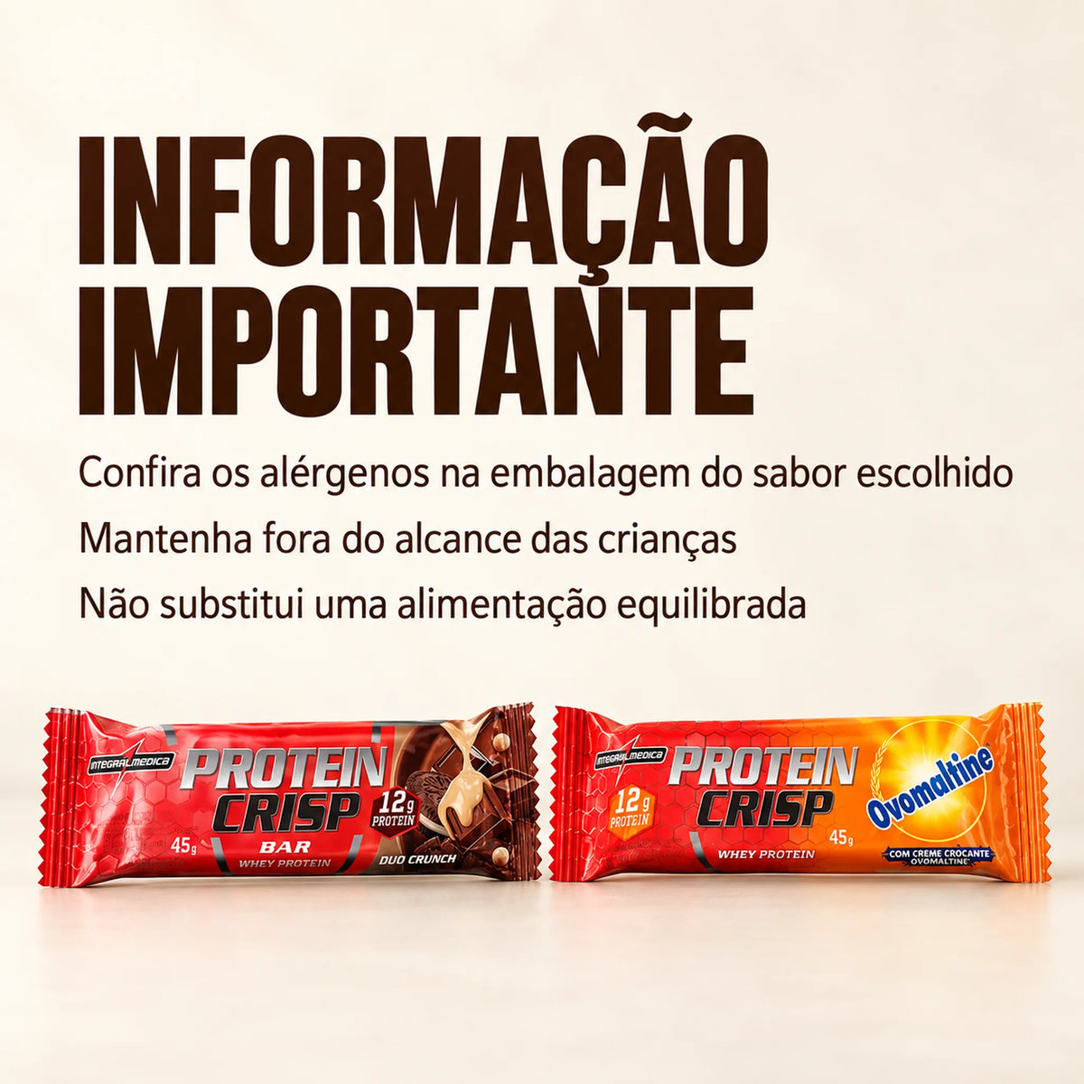 Informações importantes sobre o Protein Crisp Bar Integralmédica 45g