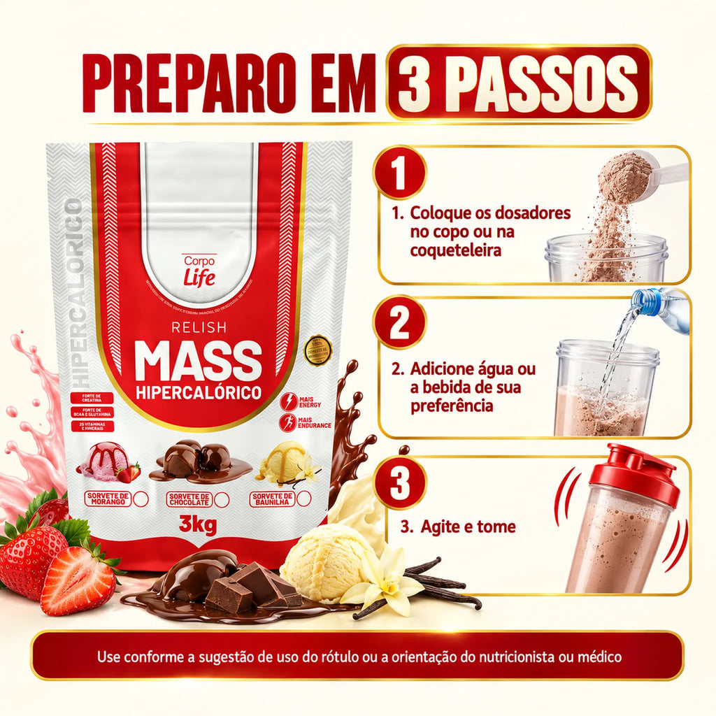Como preparar o Relish Mass Hipercalórico Corpo Life