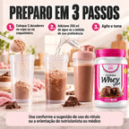 Como preparar o Relish Whey Feminina Corpo Life: 2 dosadores em 250ml