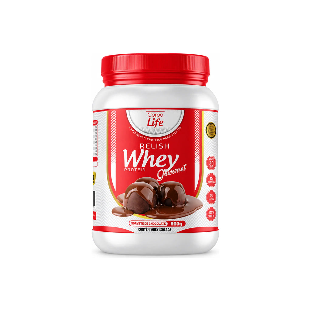 Relish Whey Protein Gourmet Corpo Life 900g sabor chocolate