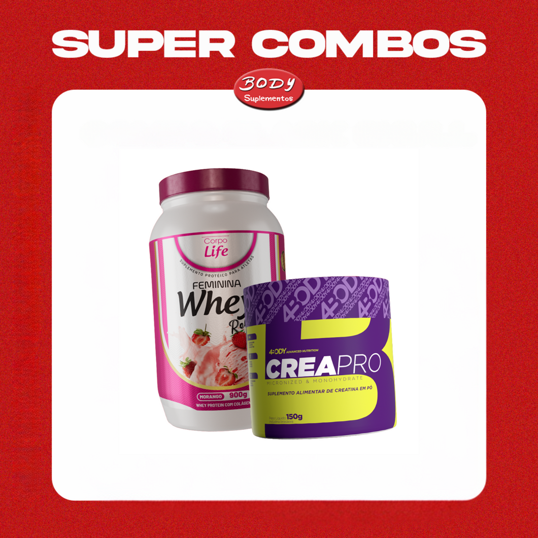 Combo Ganho de massa: Relish Whey feminina + Creapro 150g