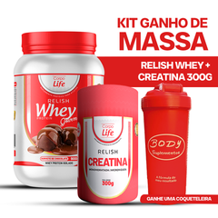 Kit ganho de Massa: Relish Whey 900g + creatina 300g 100% pura Corpo Life