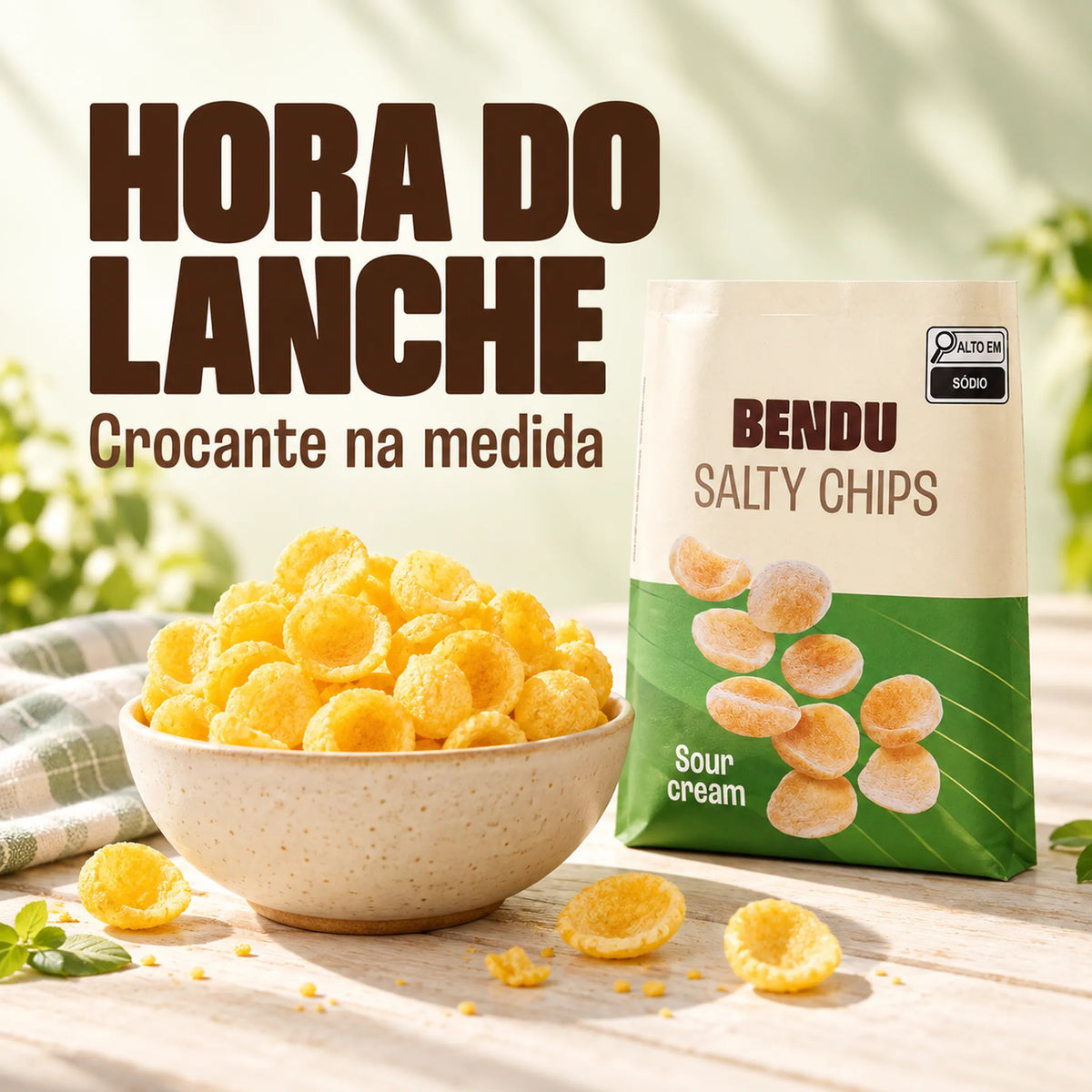 Salty Chips Bendu sour cream para a hora do lanche