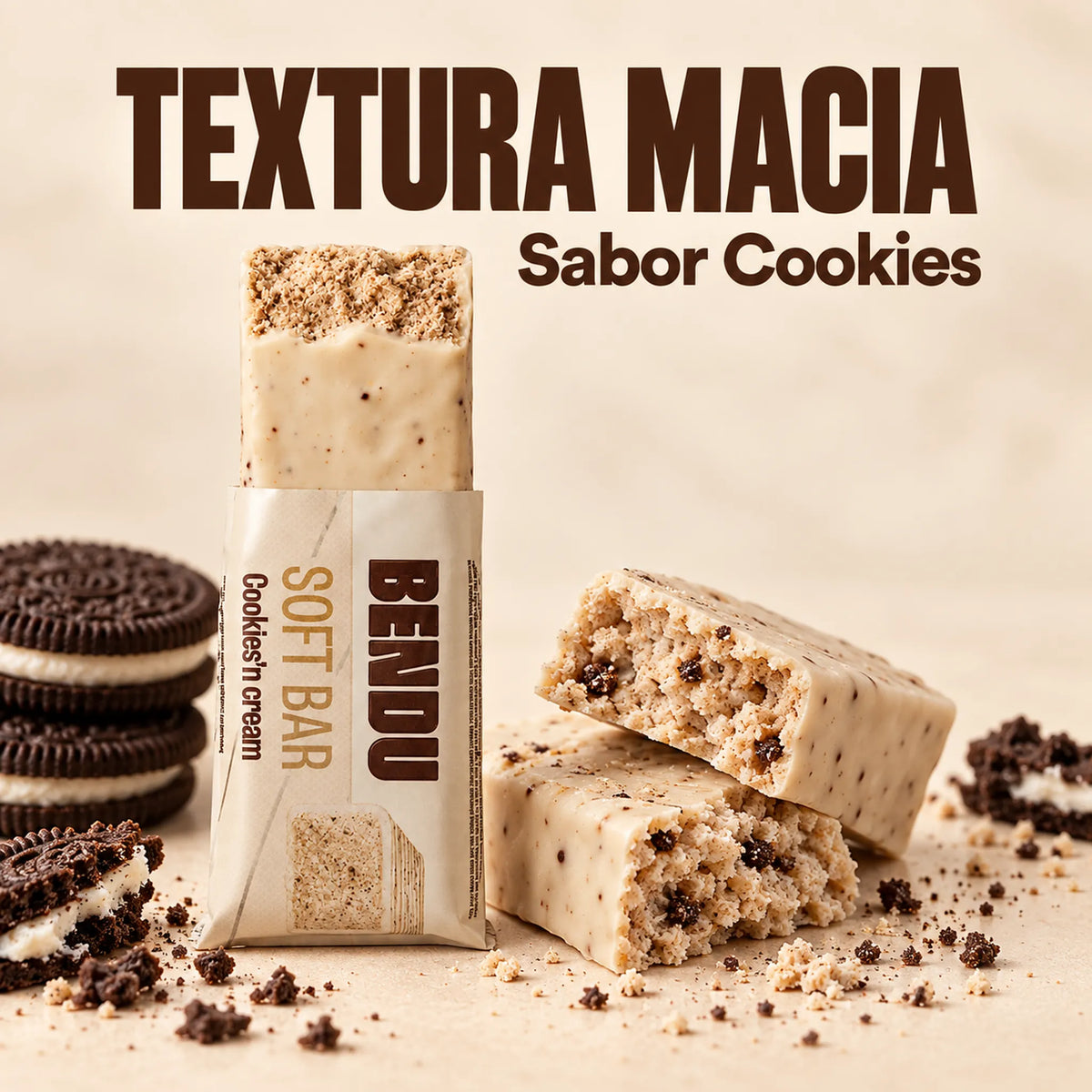 Soft Bar Bendu 45g sabor cookies com textura macia