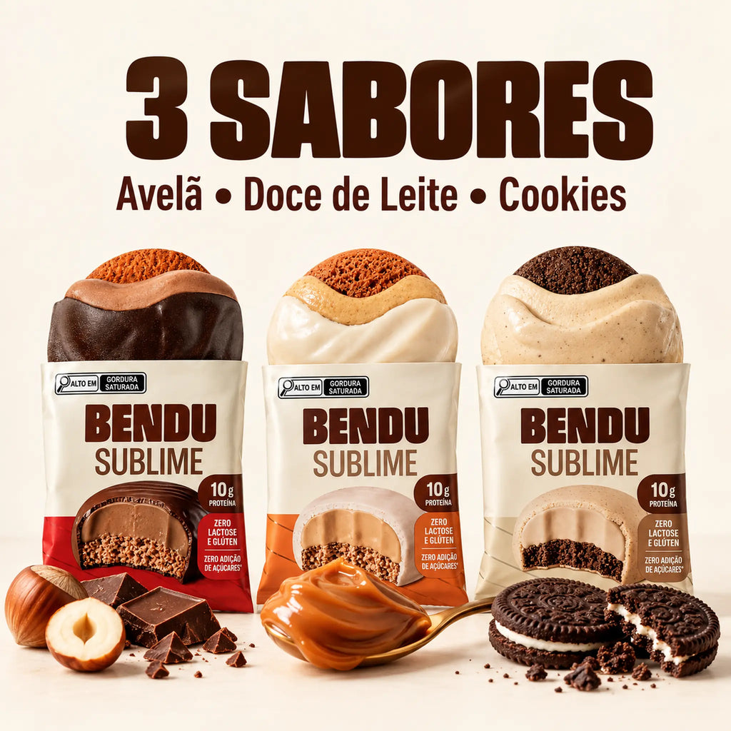 Sublime Bendu 40g nos sabores avelã, doce de leite e cookies