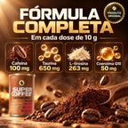 Fórmula do Supercoffee 3.0 380g Caffeine Army, sabor Original: cafeína, taurina, tirosina e coenzima Q10 por dose