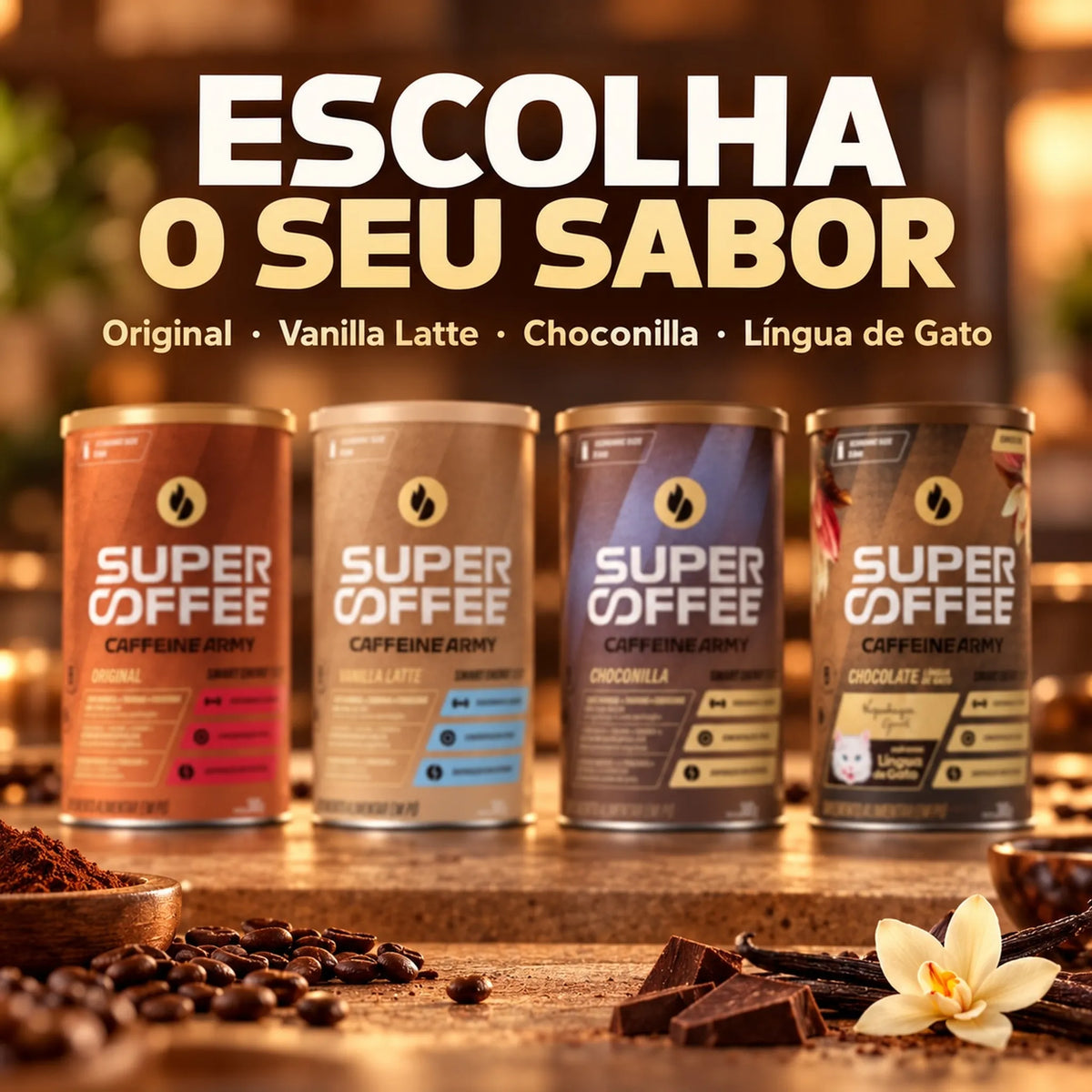 Sabores do Supercoffee 3.0 380g Caffeine Army, parte 1