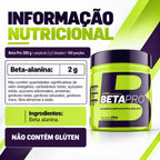 Tabela nutricional e ingredientes da beta-alanina Beta Pro 300 g 4Body