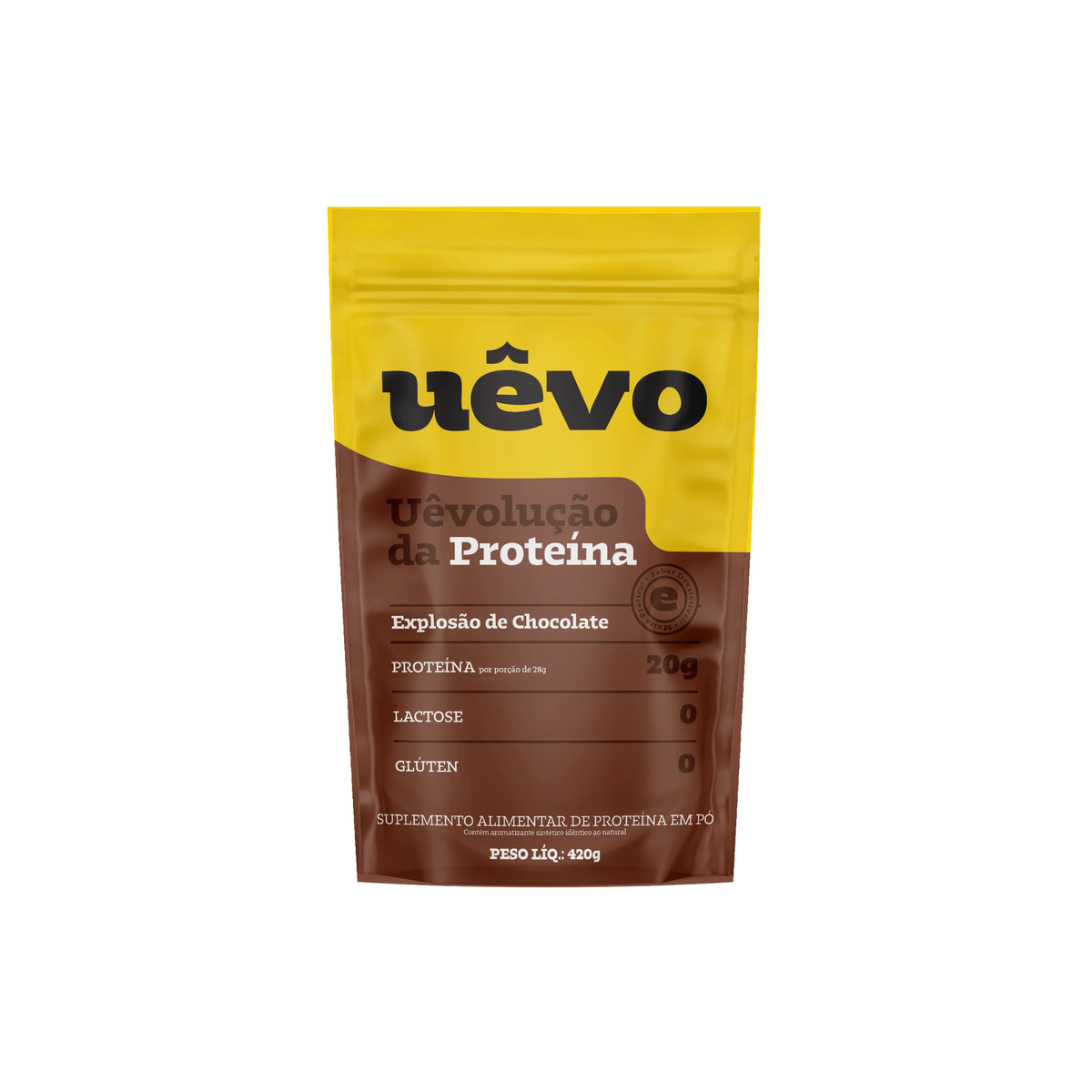 Uêvo Proteína 420g Proteína da Clara do Ovo Sem Lactose e Sem Glúten, Chocolate