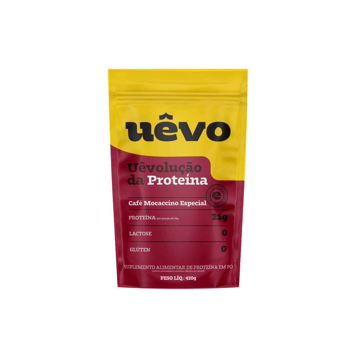Uêvo Proteína 420g Proteína da Clara do Ovo Sem Lactose e Sem Glúten, Moccacino