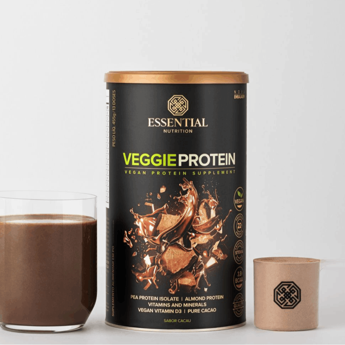 Veggie Protein 455g Proteina vegana Essential Nutrition, Chocolate