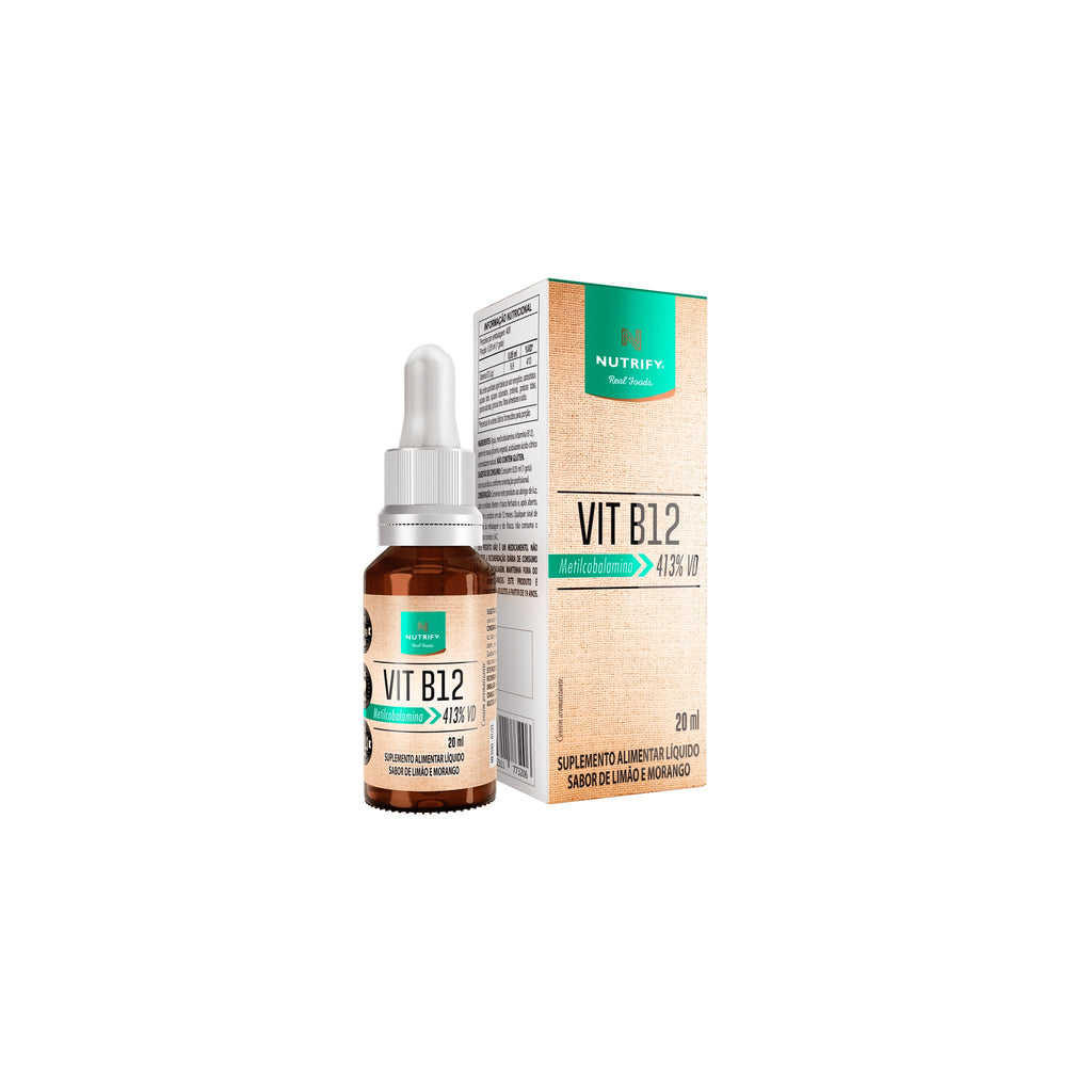 Vitamina B12 Metilcobalamina Líquida Nutrify Sabor Limão e Morango 20ml, foto 1