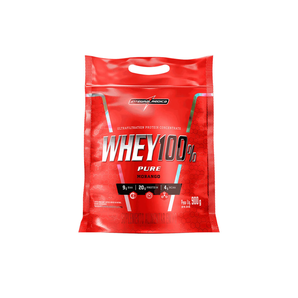 100% whey Refil 900g - IntegralMédica, Morango