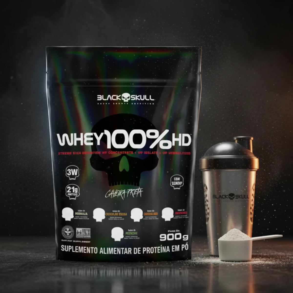 Whey 100% HD black skull 900g refil, foto 2
