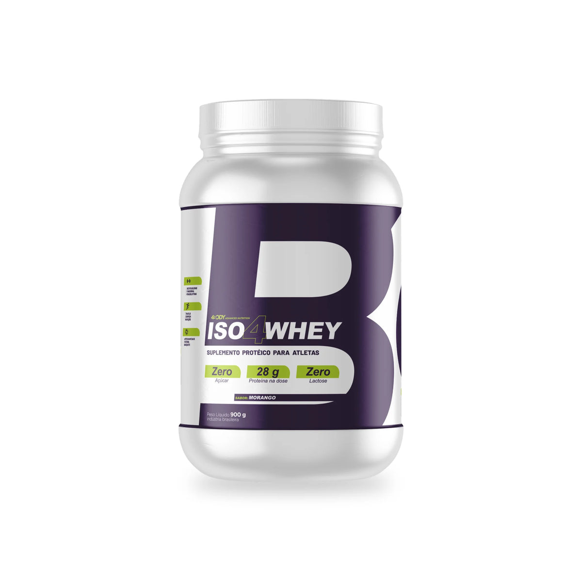 Whey protein isolado Iso4Whey 900g 4Body Nutrition, sabor morango
