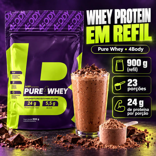 Whey protein concentrado 4Pure Whey Refil 900g 4Body Nutrition