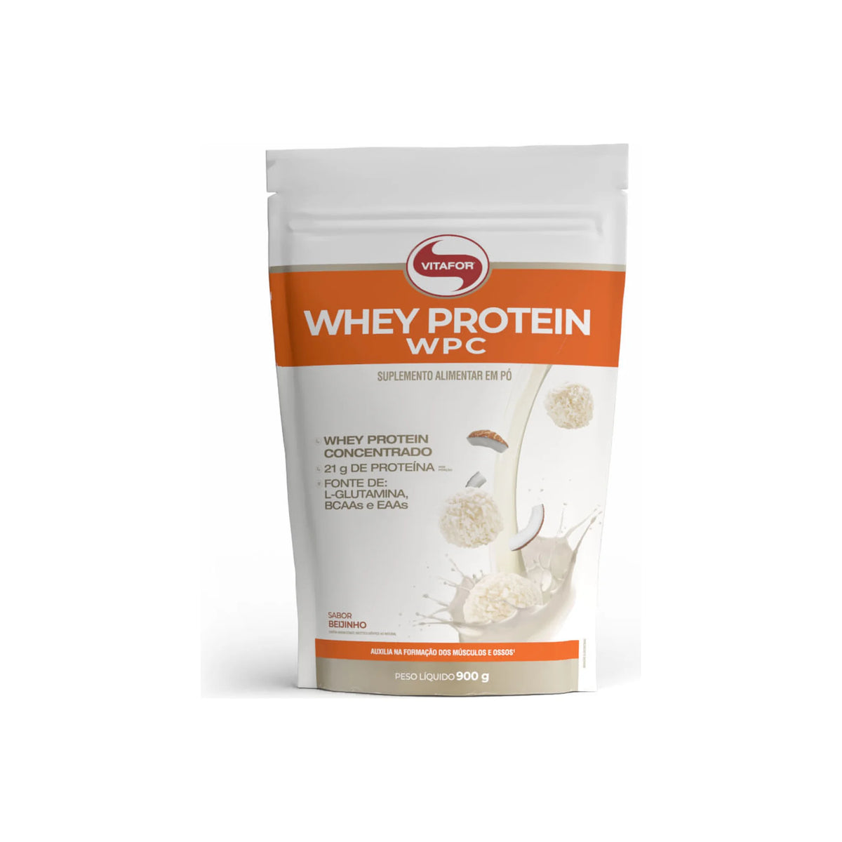 Whey Protein WPC Pouch 900g Vitafor sabor beijinho