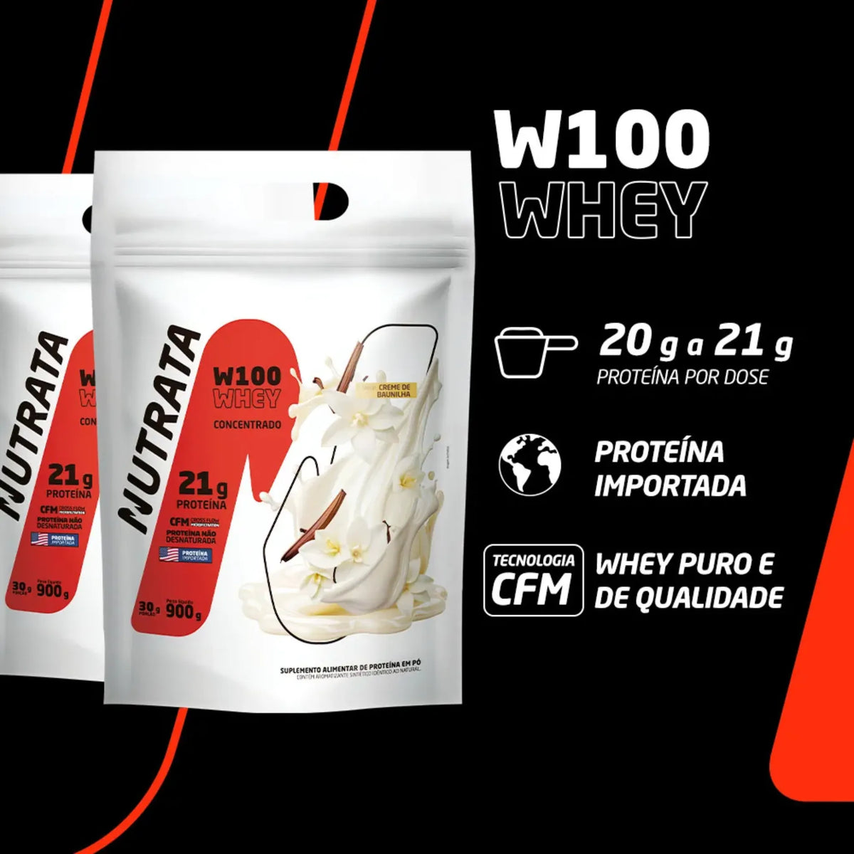 Kit Whey w100% Nutrata 900g + Creatina pura 300g nutrata, foto 2