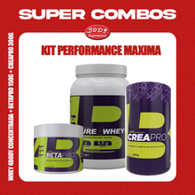 Carregar imagem no visualizador da galeria, Kit Performance Máxima 4BODY Concentrada Pure4Whey 900g + BetaPro 150g + CreaPro 300g
