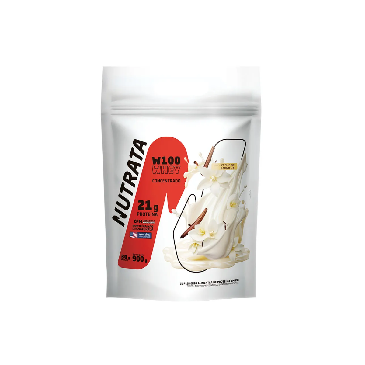 Whey 100% W100 Nutrata 900g Refil, Baunilha