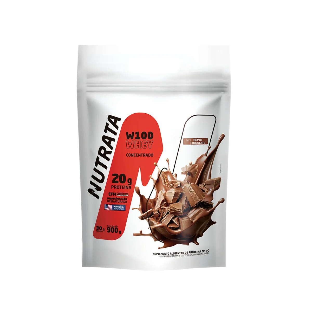 Whey 100% W100 Nutrata 900g Refil, Chocolate
